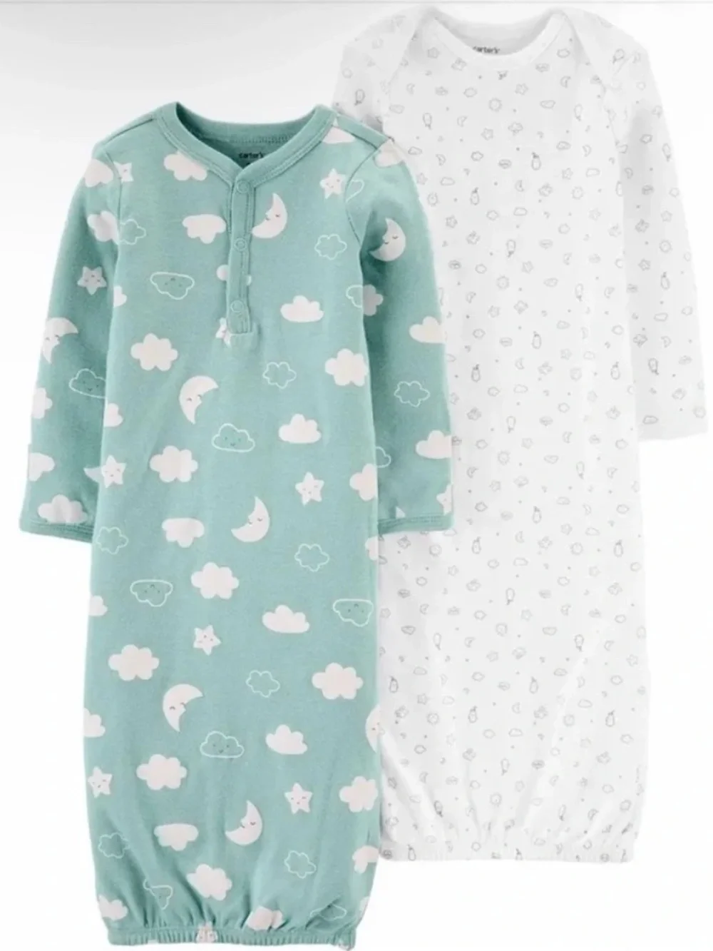Carter’s NWT Preemie Baby Sleep Gowns 2 Pack Moon Cloud